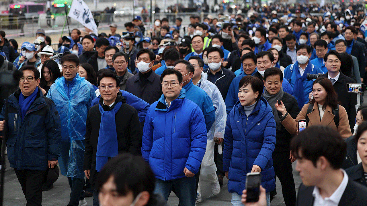 야, ‘파면’까지 매일 도보행진…이재명·비명계도 한목소리